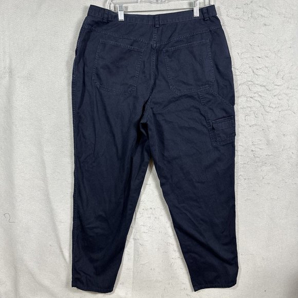 CJ Banks Dress Pants Womens Plus 16W Blue Carpenter 100% Cotton - Picture 2 of 9